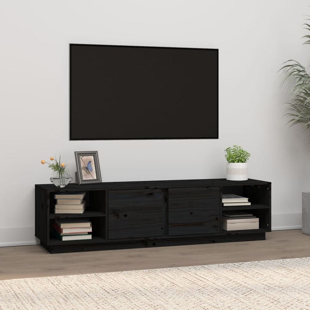Vidaxl TV skrinka čierna 156x40x40 cm masívna borovica